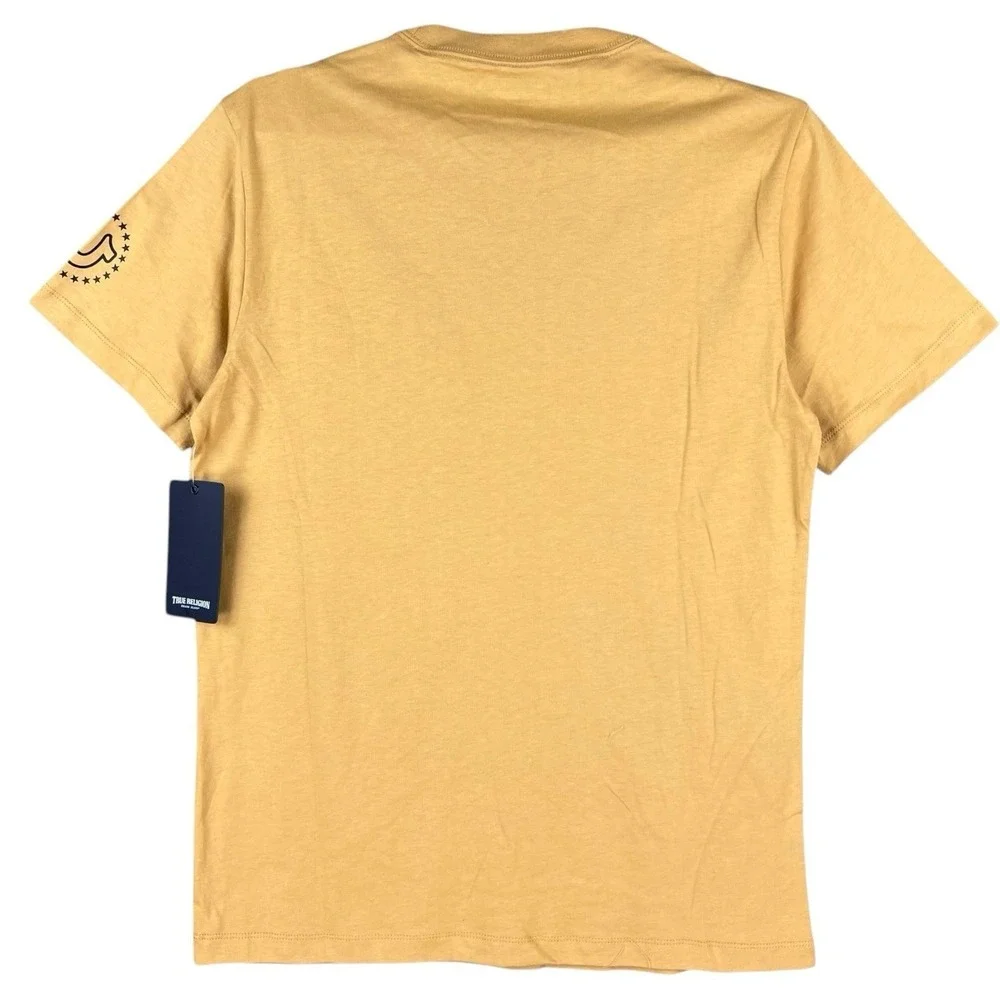 NWT True Religion Men's Honey Mustard Silicone TR Area SS Pullover T-shirt Sz M